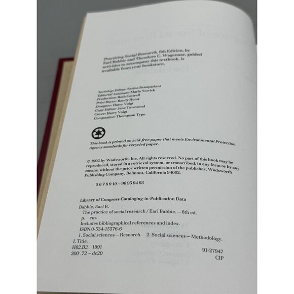 The Practice Of Social Research By Earl Babbie Sixth Edition Hardcover book READ - Picture 8 of 8